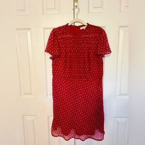 LOFT Red Paisley Short Sleeve Dress 12p